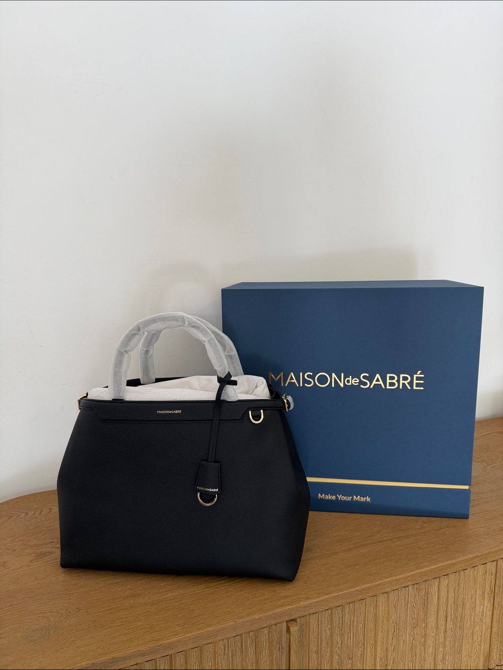 MAISON de SABRÉ Black Leather Structured Satchel